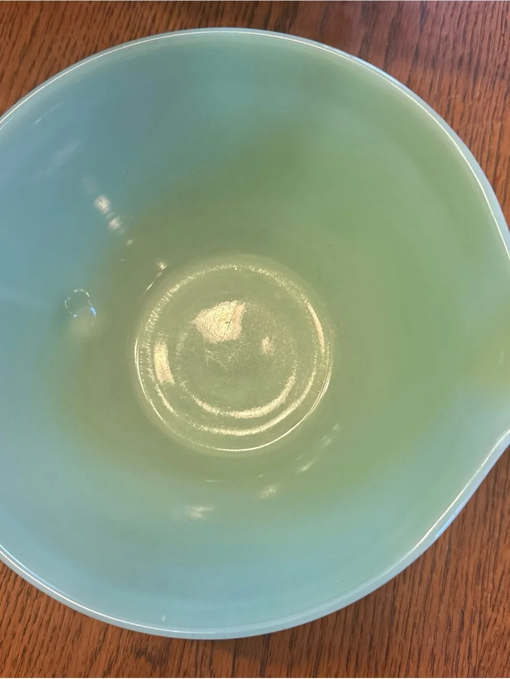 Vintage Light Green Mixing Bowl with Pour Spout and Handle